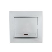 Переключатель проходной 1-кл. СП Mira 10А с подсветкой со вставкой сер. метал. LEZARD 701-1010-114