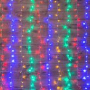 Гирлянда светодиодная «Светодиодный Дождь» 2.5х2м 300LED мультиколор 16Вт 230В IP20 свечение с динамикой провод прозр. Neon-Night 235-059