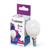 Лампа светодиодная 6.5Вт шар 6500К холод. бел. E14 220В КОСМОС LkecLED6.5wGL45E1465
