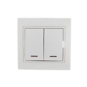 Выключатель 2-кл. СП Mira 10А IP20 с подсветкой с бел. вставкой бел. LEZARD 701-0202-112